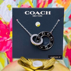 Coach Silver and Black Interlocking Necklace. New. Retail $126